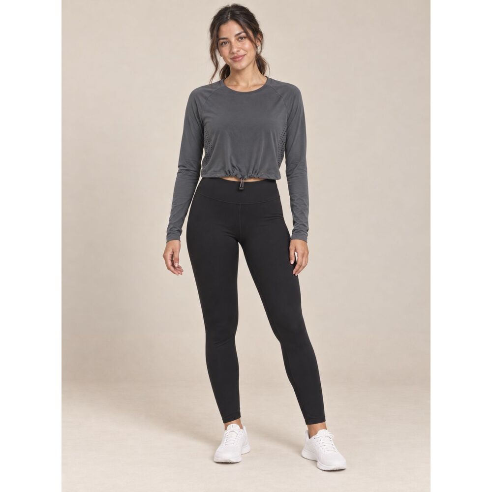 Gymshark Gray Long Sleeve Cropped Training Top Drawcord Hem Women S